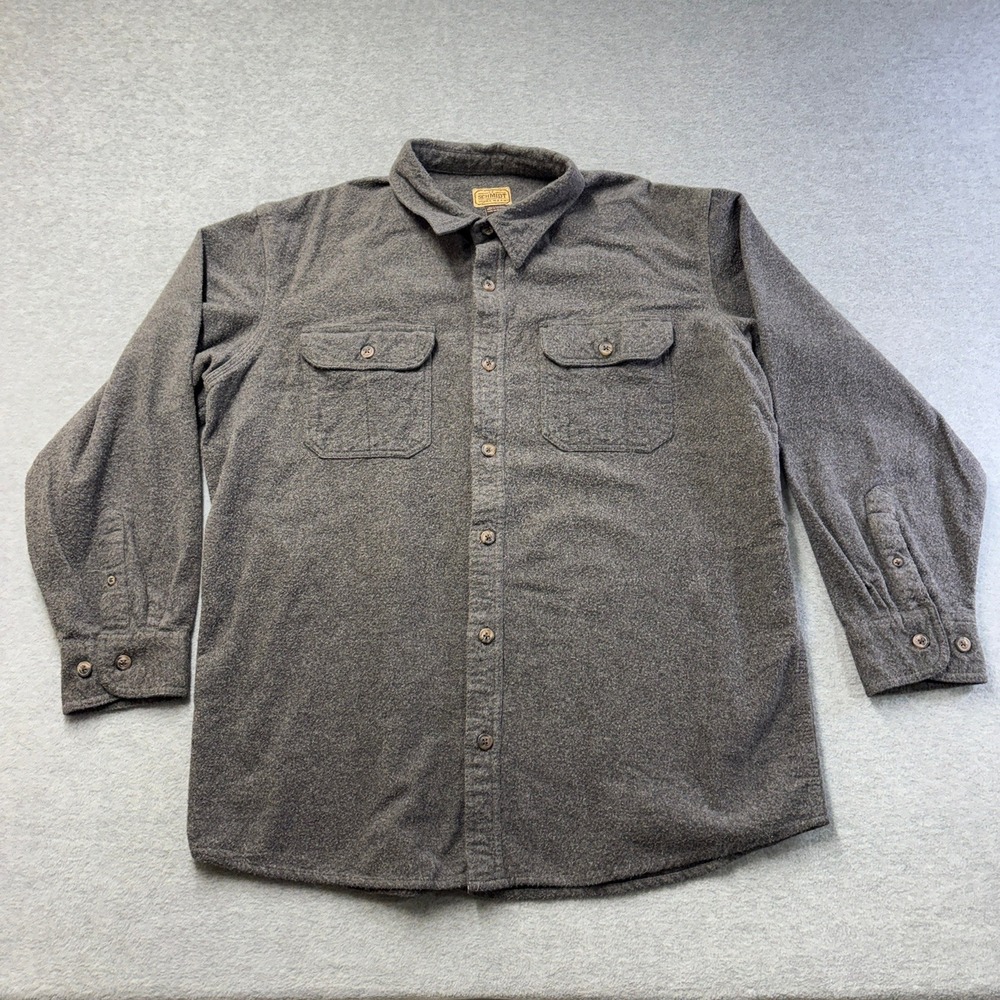 CE Schmidt Workwear Mens XL Gray Flannel Button Down Shirt Long Sleeve Cotton